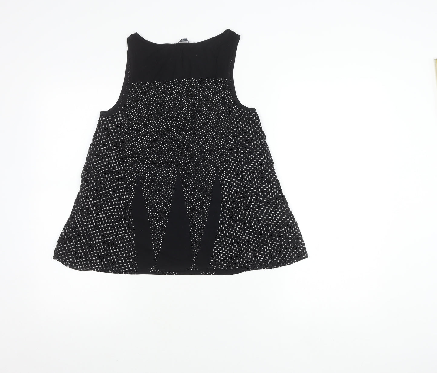 French Connection Womens Black Polka Dot Viscose Tank Top Size 8