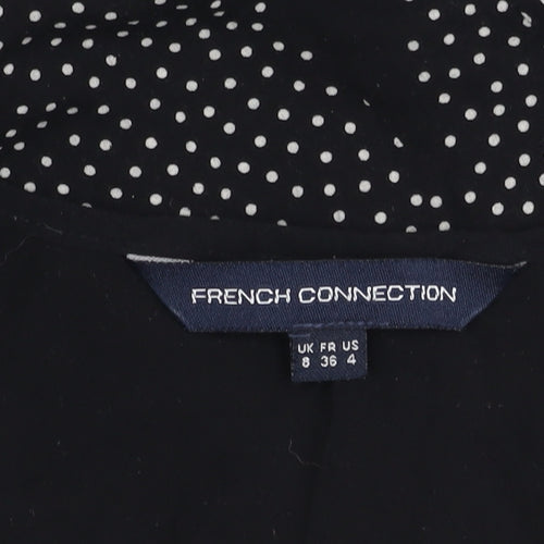 French Connection Womens Black Polka Dot Viscose Tank Top Size 8