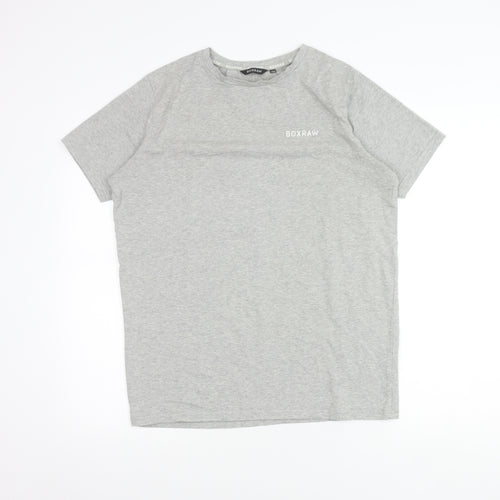 BOXRAW Men's Grey XS Crew Neck Short Sleeve Cotton T-Shirt