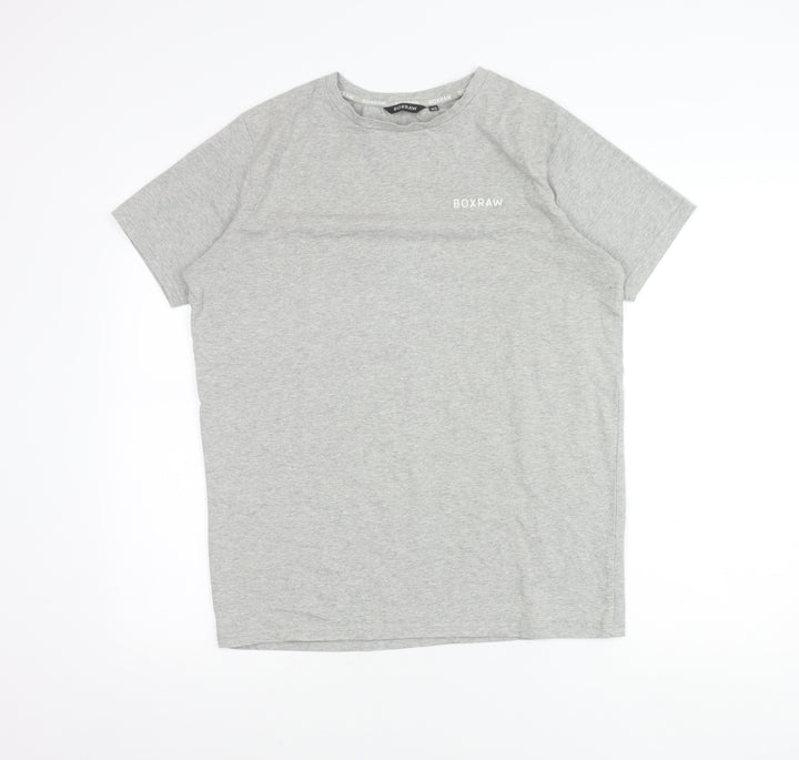 BOXRAW Men's Grey XS Crew Neck Short Sleeve Cotton T-Shirt