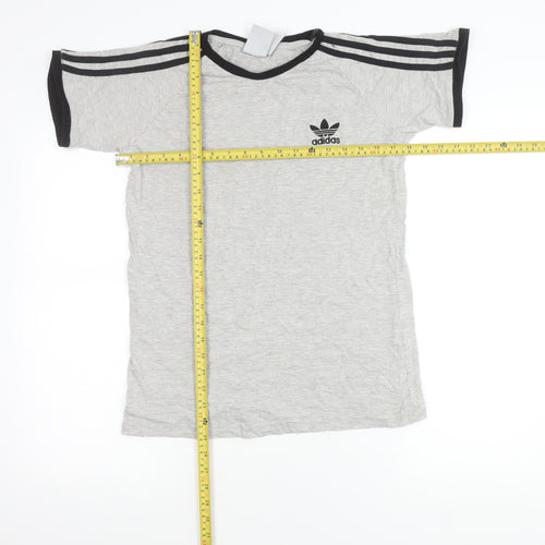 Adidas Men’s Grey M Short Sleeve Crew Neck Cotton Logo T-Shirt