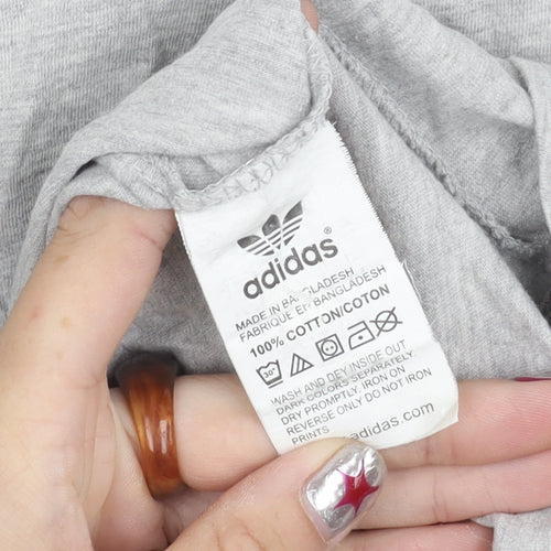 Adidas Men’s Grey M Short Sleeve Crew Neck Cotton Logo T-Shirt