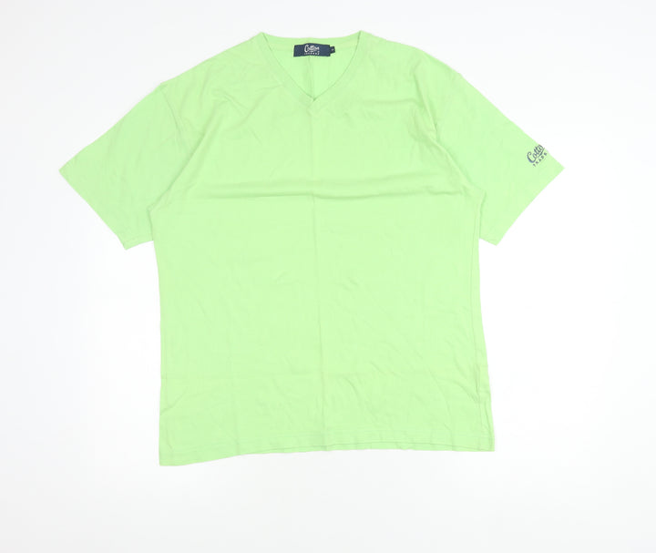 Cotton Traders Men's Green Small V-Neck Short Sleeve T-Shirt