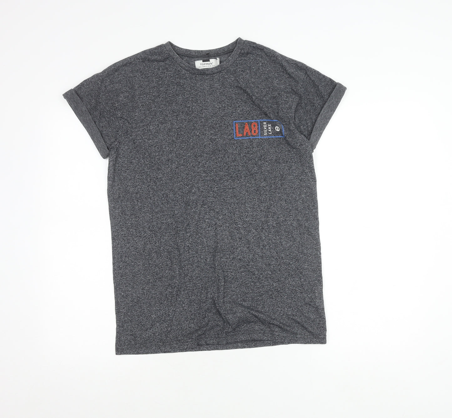 Topman Men's Grey Graphic Print LA8 T-Shirt Size S Regular Fit