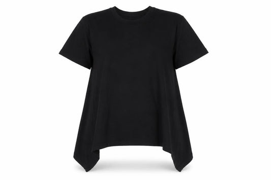 Front view of ASOS DESIGN women’s black, size UK 6, basic cotton short sleeve t-shirt