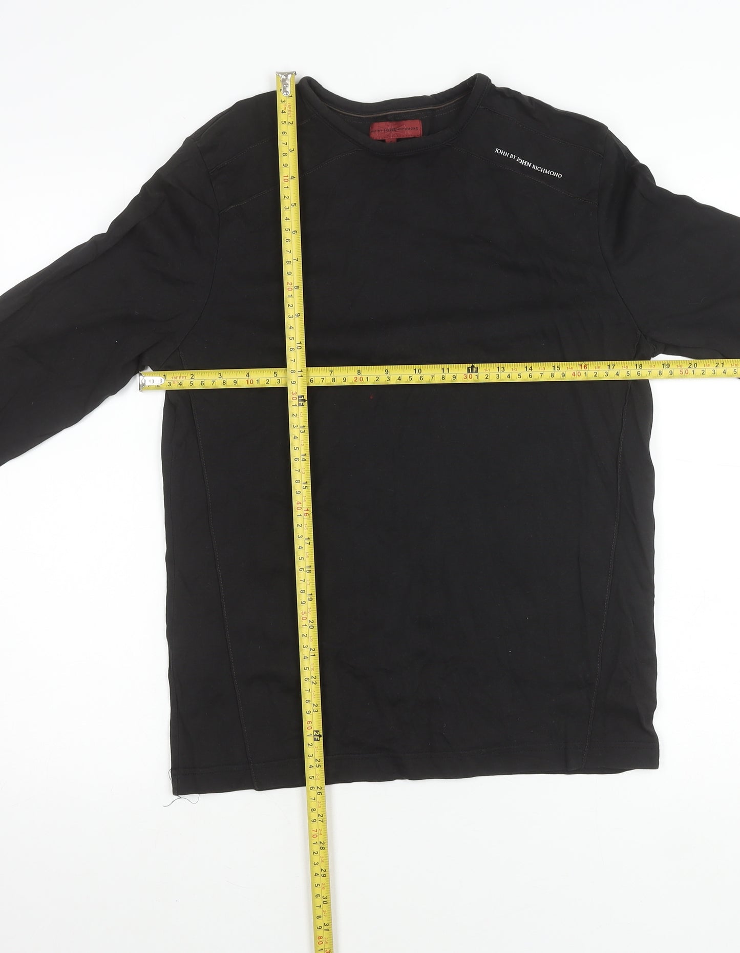 John Richmond Men’s Black Long Sleeve Cotton T-Shirt S