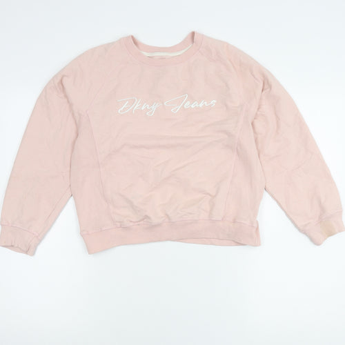 DKNY Jeans Teens Pink Logo Sweatshirt L (12/14) Cotton Blend