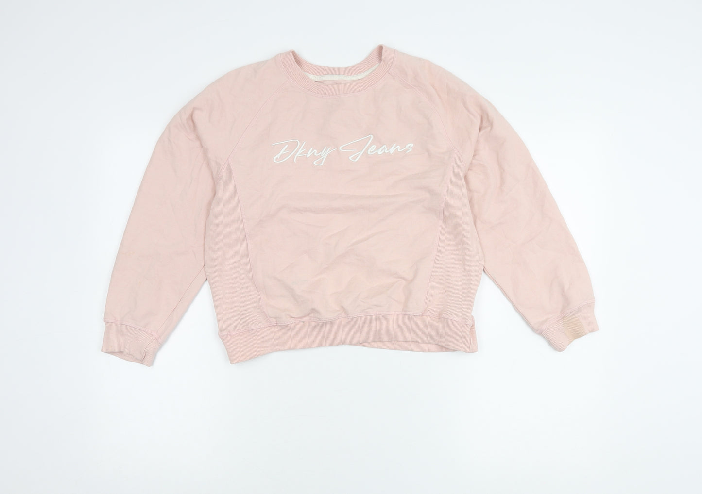 DKNY Jeans Teens Pink Logo Sweatshirt L (12/14) Cotton Blend