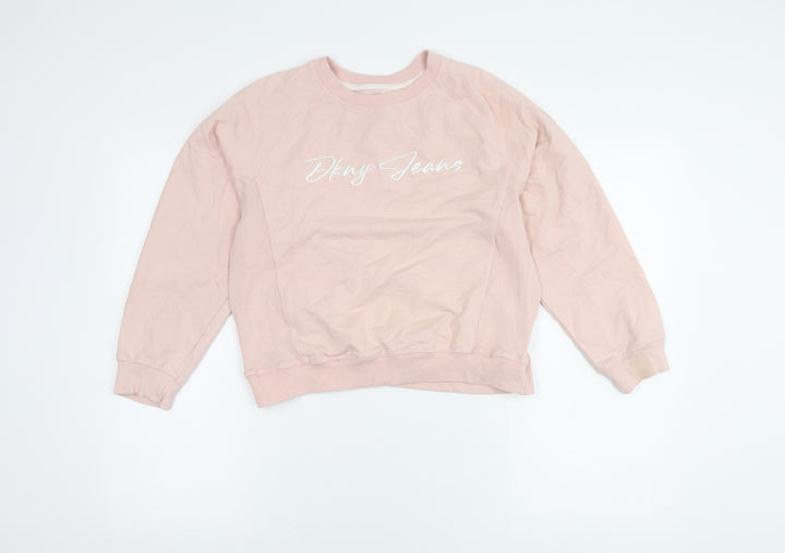 DKNY Jeans Teens Pink Logo Sweatshirt L (12/14) Cotton Blend