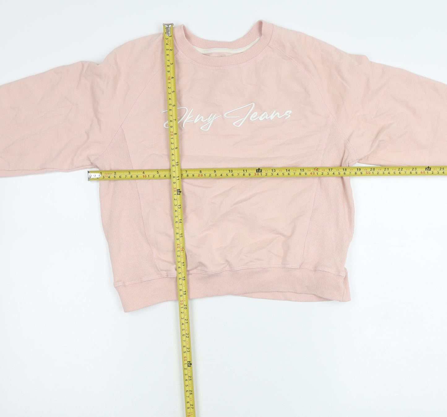 DKNY Jeans Teens Pink Logo Sweatshirt L (12/14) Cotton Blend