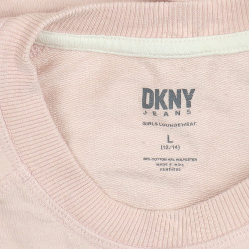 DKNY Jeans Teens Pink Logo Sweatshirt L (12/14) Cotton Blend
