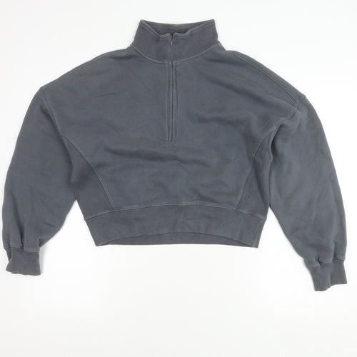 Abercrombie & Fitch Women’s Grey Small 1/4 Zip Sweatshirt Cotton Blend
