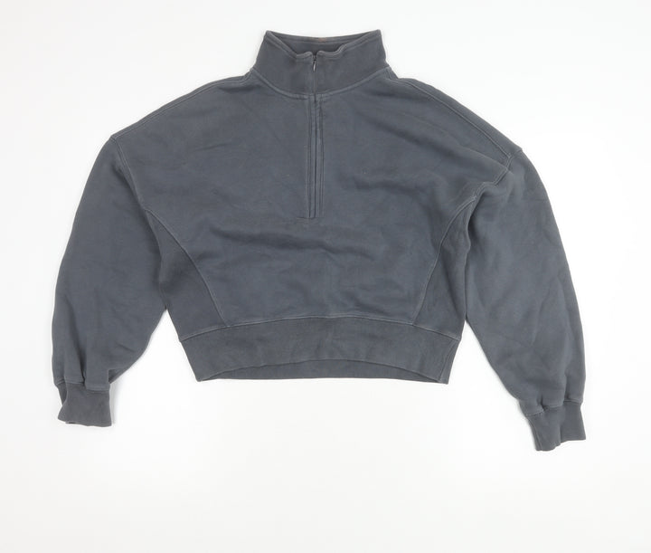Abercrombie & Fitch Women’s Grey Small 1/4 Zip Sweatshirt Cotton Blend