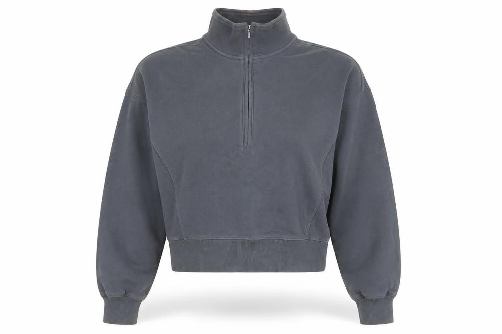 Abercrombie & Fitch Women’s Grey Small 1/4 Zip Sweatshirt Cotton Blend