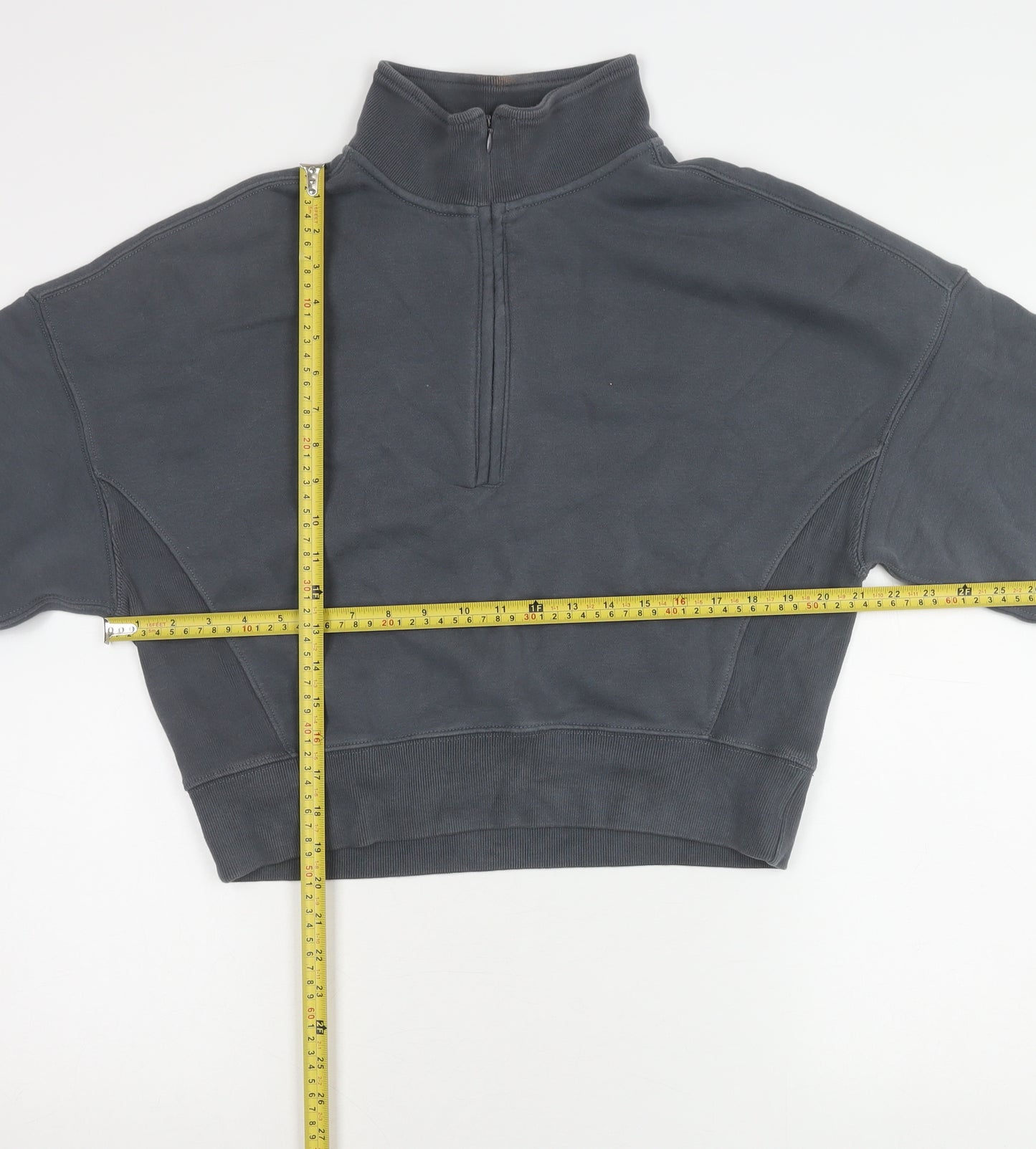 Abercrombie & Fitch Women’s Grey Small 1/4 Zip Sweatshirt Cotton Blend
