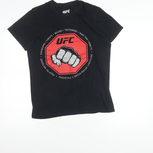 UFC Mens Black Small Graphic Sports T-Shirt Crew Neck Regular Fit