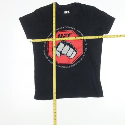 UFC Mens Black Small Graphic Sports T-Shirt Crew Neck Regular Fit