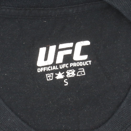 UFC Mens Black Small Graphic Sports T-Shirt Crew Neck Regular Fit