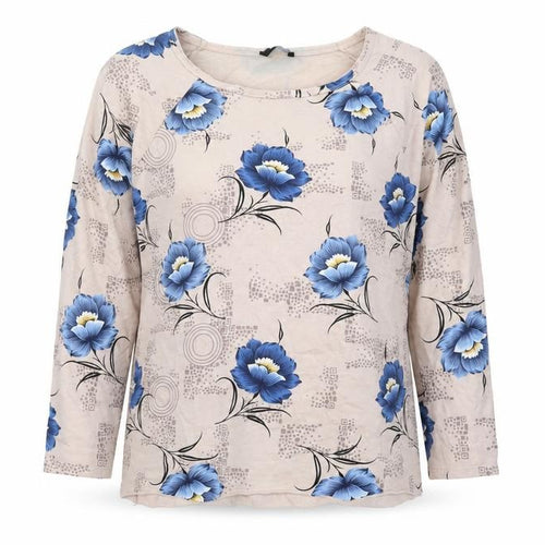 Roman Women’s Beige Floral Pullover Jumper Long Sleeve Size L