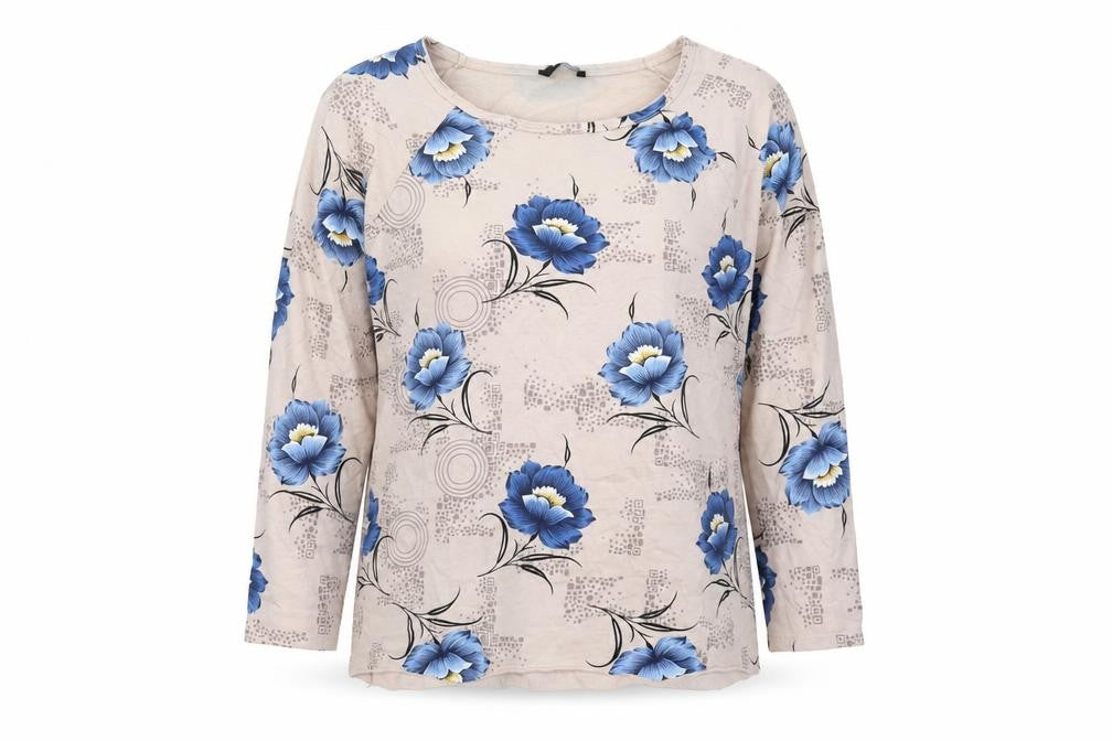Roman Women’s Beige Floral Pullover Jumper Long Sleeve Size L