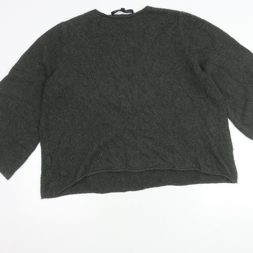 French Connection Women’s Grey V-Neck Knit Jumper Size M 3/4 Sleeve