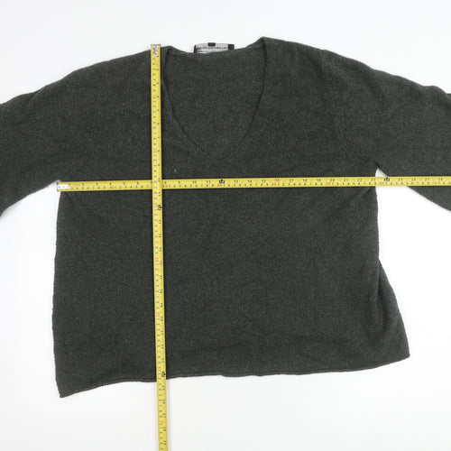French Connection Women’s Grey V-Neck Knit Jumper Size M 3/4 Sleeve