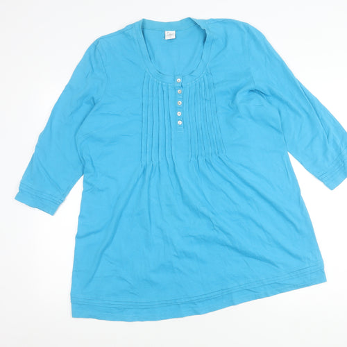 Cotton Traders Women’s Blue Tunic Blouse Size 20 3/4 Sleeve