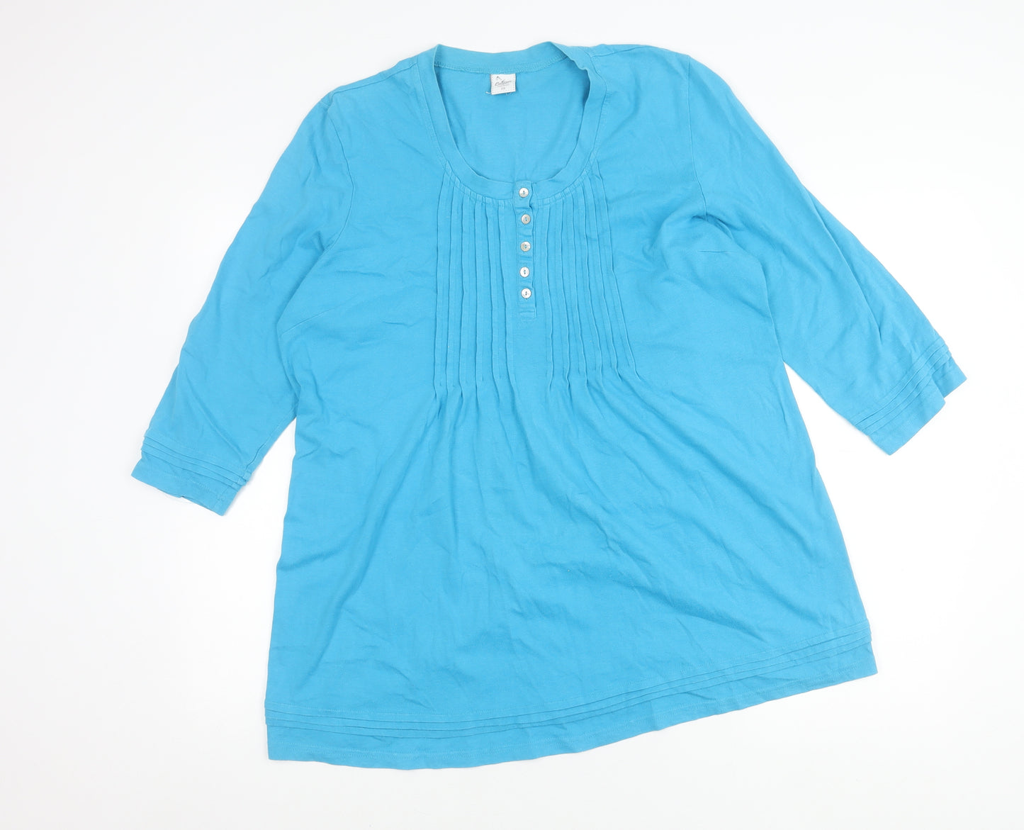 Cotton Traders Women’s Blue Tunic Blouse Size 20 3/4 Sleeve