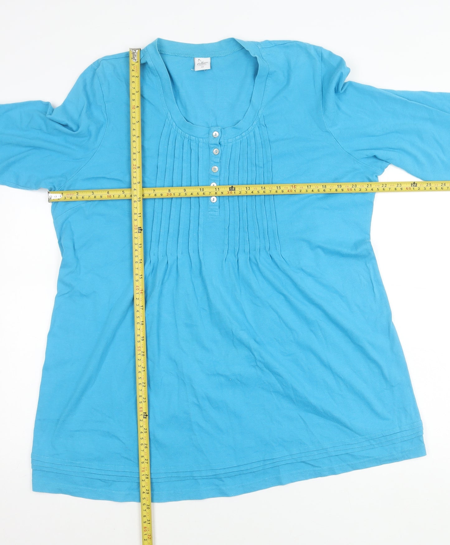 Cotton Traders Women’s Blue Tunic Blouse Size 20 3/4 Sleeve