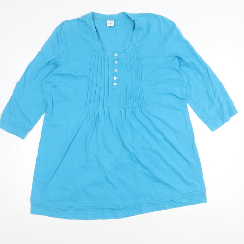 Cotton Traders Women’s Blue Tunic Blouse Size 20 3/4 Sleeve