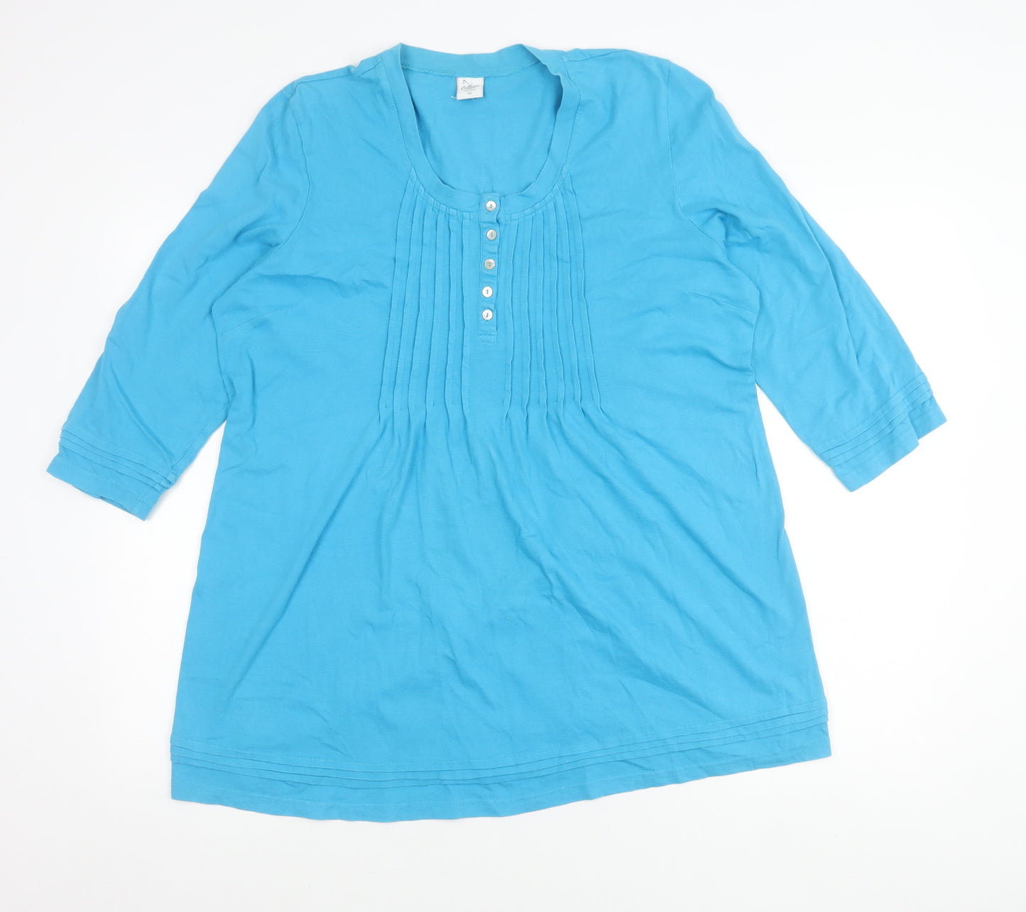 Cotton Traders Women’s Blue Tunic Blouse Size 20 3/4 Sleeve