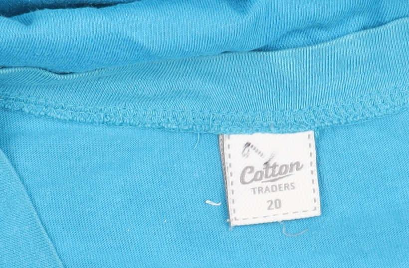 Cotton Traders Women’s Blue Tunic Blouse Size 20 3/4 Sleeve