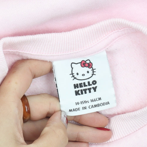 Hello Kitty Girls Pink Pullover Sweatshirt 14-15 Years Graphic Print