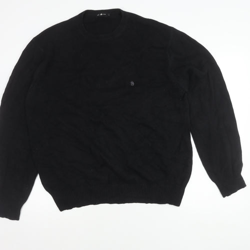 Pre End Mens Black L Pullover Jumper Knit Crew Neck Long Sleeve
