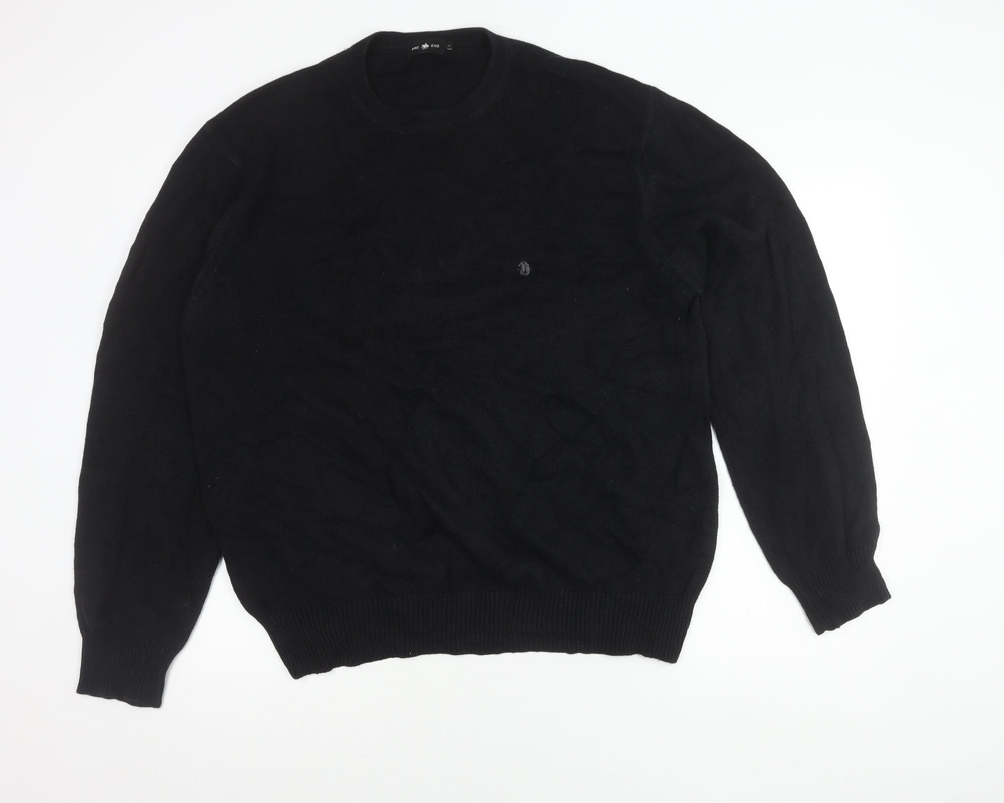 Pre End Mens Black L Pullover Jumper Knit Crew Neck Long Sleeve