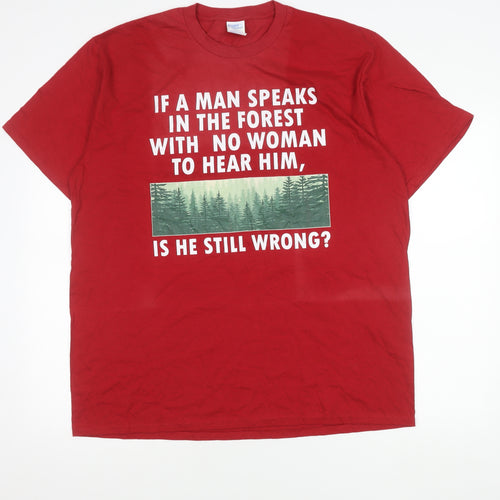 Port & Company Men's XL Red Funny Quote Graphic T-Shirt Cotton