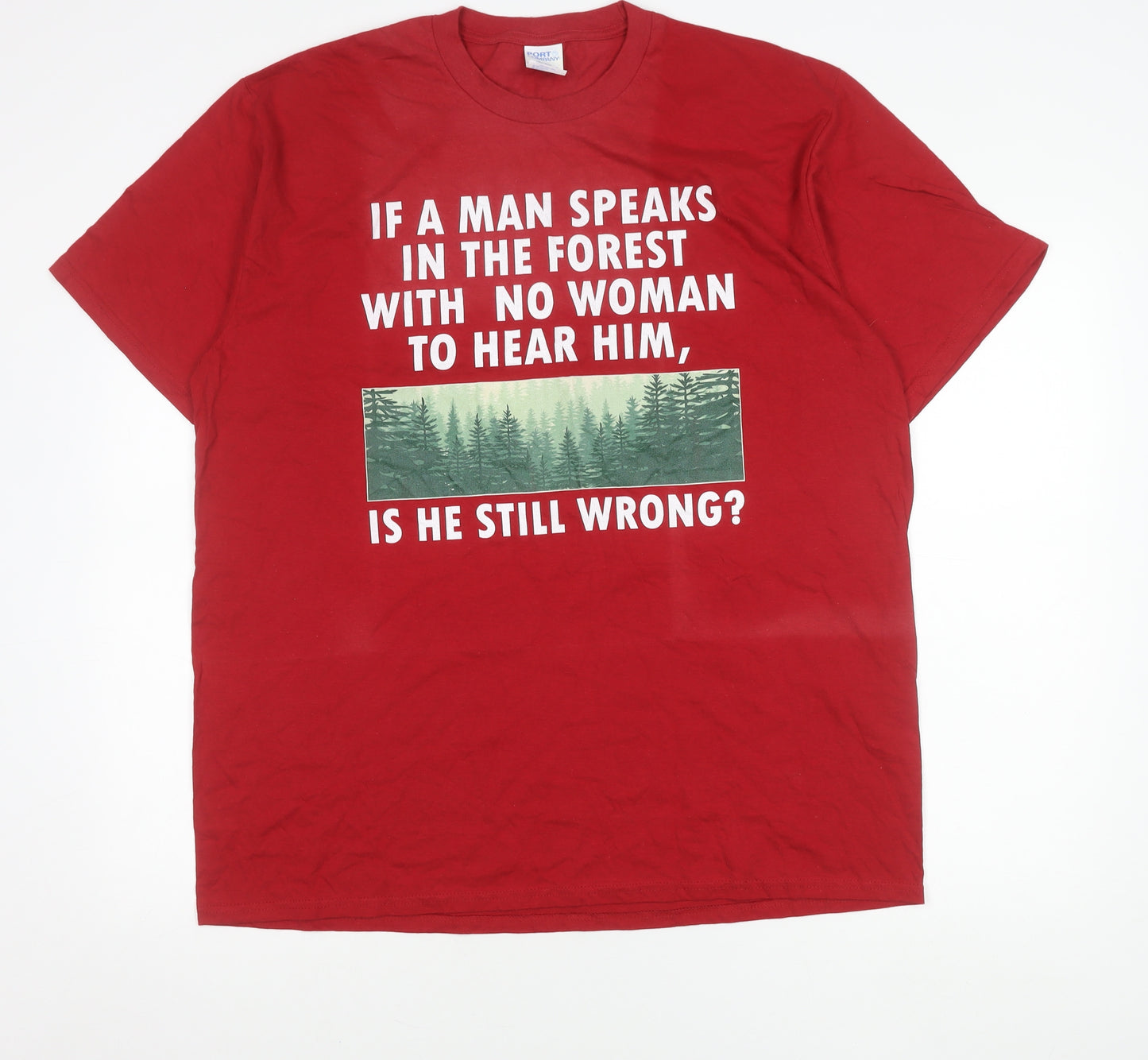 Port & Company Men's XL Red Funny Quote Graphic T-Shirt Cotton