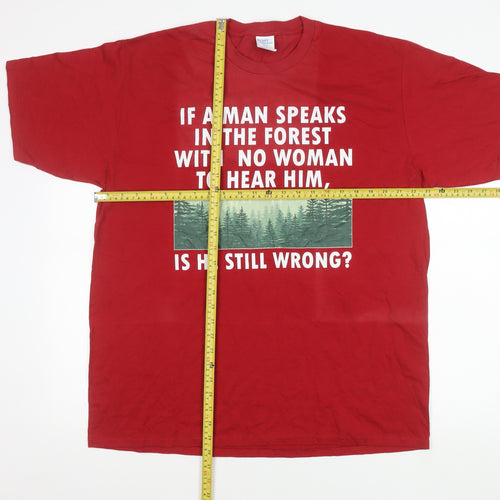 Port & Company Men's XL Red Funny Quote Graphic T-Shirt Cotton