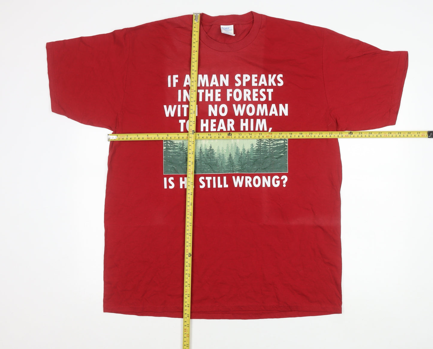 Port & Company Men's XL Red Funny Quote Graphic T-Shirt Cotton