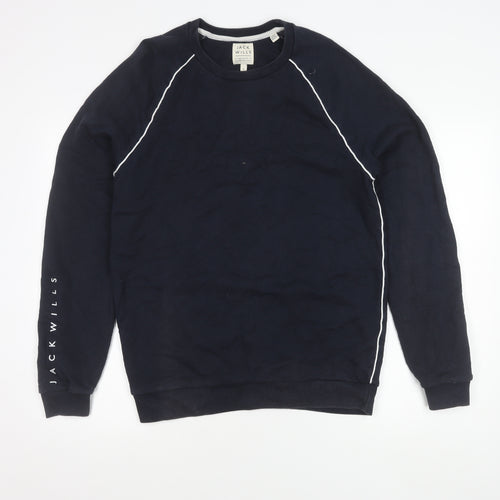 Jack Wills Mens Blue M Crew Neck Pullover Sweatshirt Logo Cotton