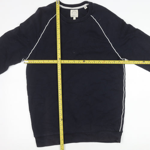 Jack Wills Mens Blue M Crew Neck Pullover Sweatshirt Logo Cotton