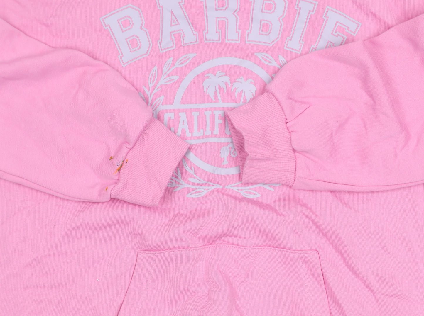 Marks and Spencer Girls Pink Barbie Pullover Hoodie 12-13Y Logo Print