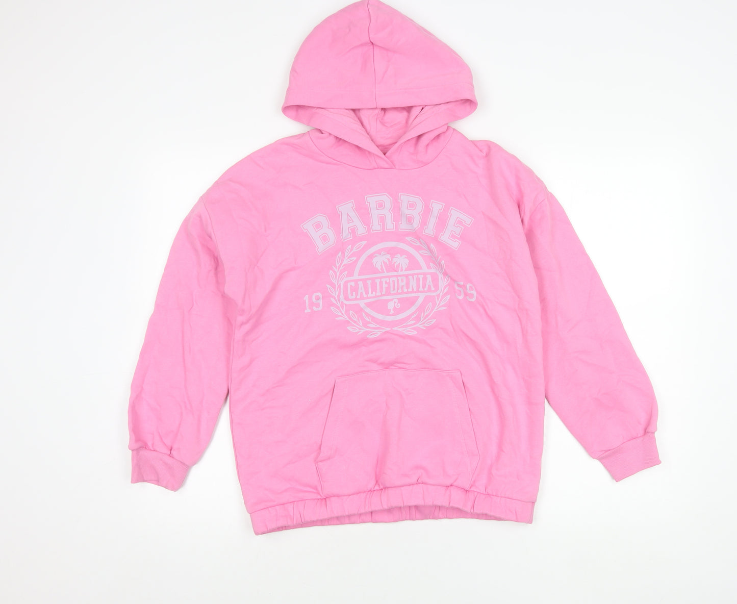 Marks and Spencer Girls Pink Barbie Pullover Hoodie 12-13Y Logo Print