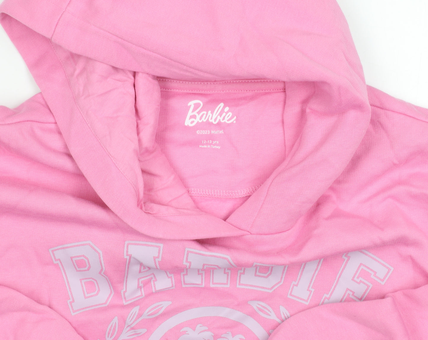 Marks and Spencer Girls Pink Barbie Pullover Hoodie 12-13Y Logo Print