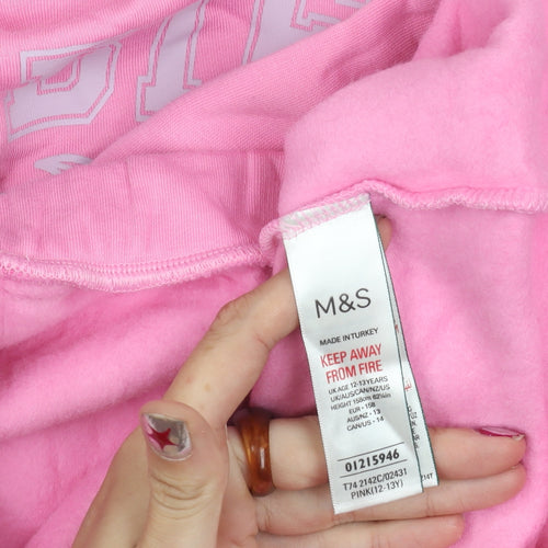 Marks and Spencer Girls Pink Barbie Pullover Hoodie 12-13Y Logo Print