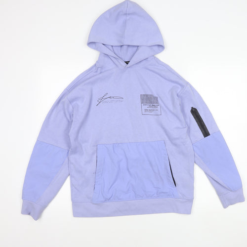 Zara Teens Purple Pullover Hoodie Size 14 Regular Fit Logo