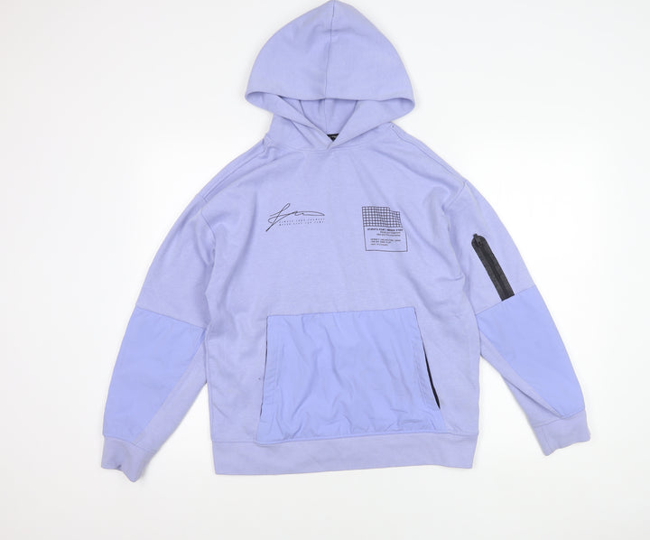 Zara Teens Purple Pullover Hoodie Size 14 Regular Fit Logo