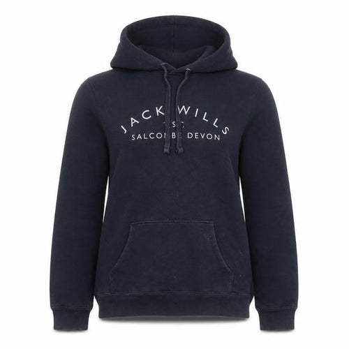 Jack Wills Womens Navy Hoodie UK 12 Cotton Blend Pullover Logo Graphic
