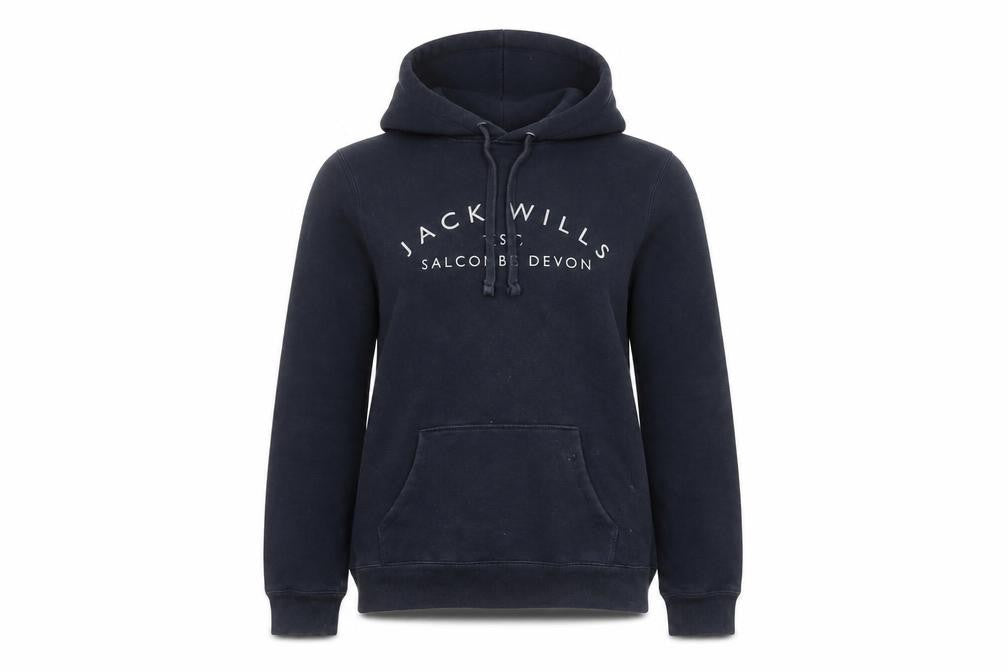 Jack Wills Womens Navy Hoodie UK 12 Cotton Blend Pullover Logo Graphic