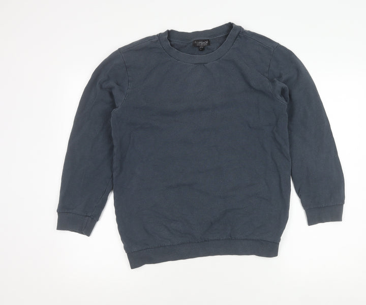 Topshop Women’s Blue Pullover Sweatshirt UK 6 Cotton Blend